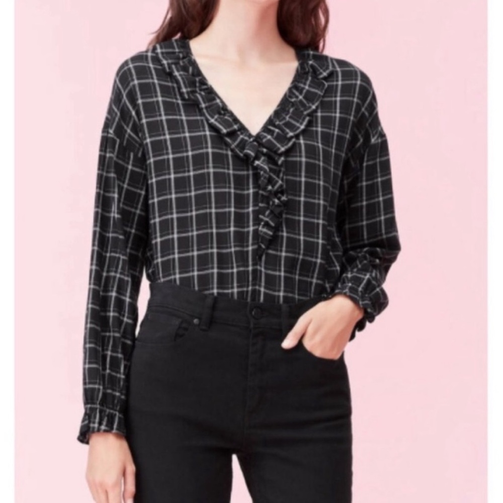LA VIE Rebecca Taylor Plaid Ruffle Top